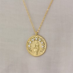 Gargantilla de plata chapada en oro de la virgen de la alegria 2