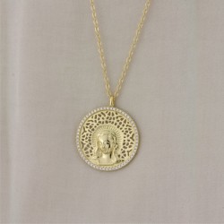 Gargantilla de plata chapada en oro de la virgen María niña 2